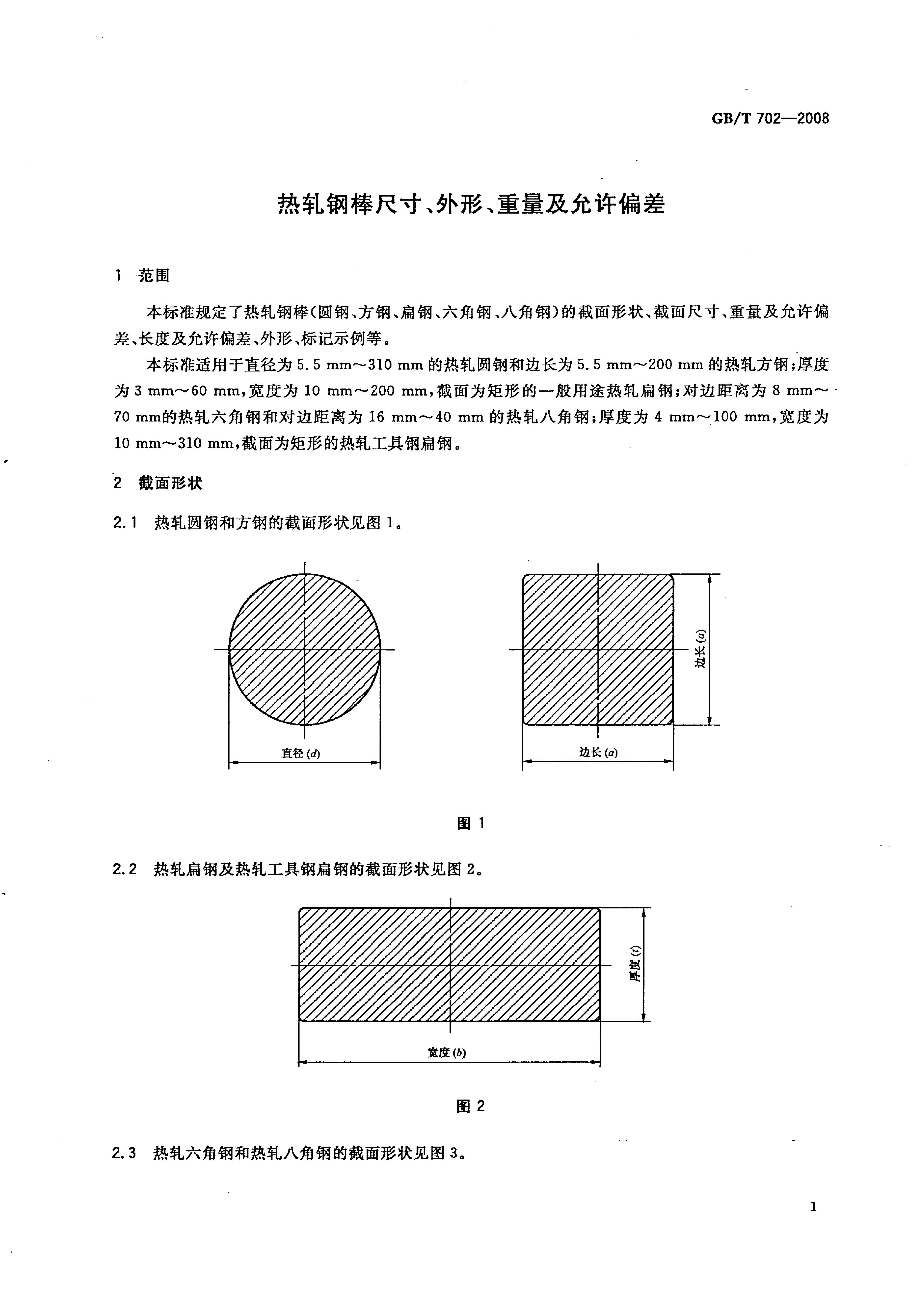 熱軋鋼棒尺寸、外形、重量及允許偏差國(guó)標(biāo) GBT 702-2008 代替GBT 702-20040003
